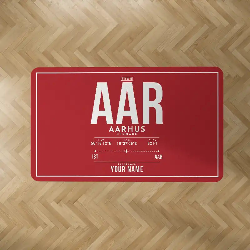 Aarhus Airport (AAR) Carpets - Carpet Rectangle - ID Tag + Name - Red V2
