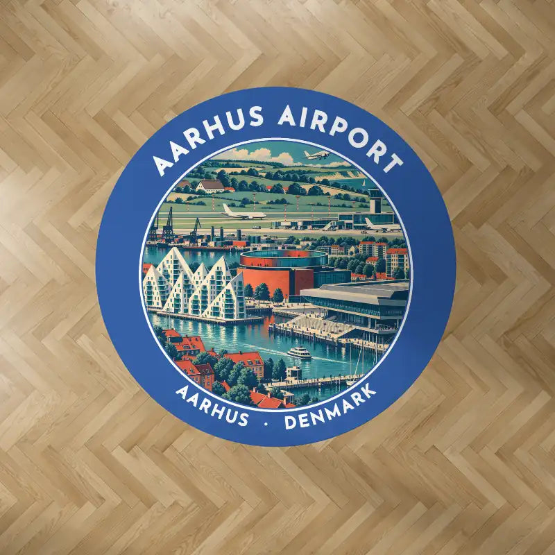 Aarhus Airport (AAR) Carpets - Carpet Round - Badge - Blue V2