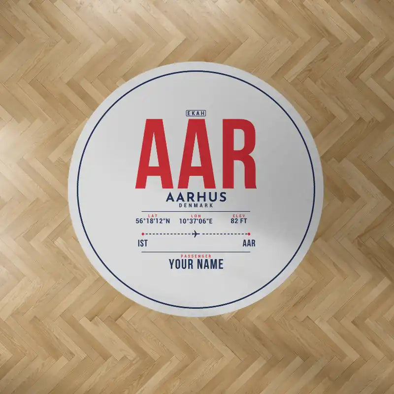 Aarhus Airport (AAR) Carpets - Carpet Round - ID Tag + Name - Light Gray V2