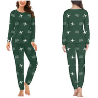 Thumbnail for Aarhus Airport (AAR) Pajamas - Women Pajamas - Dark Green