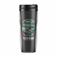 Thumbnail for Aarhus Airport (AAR) Travel Mugs - Badge + Name - Plastic (No Holder) - Gray