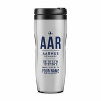 Thumbnail for Aarhus Airport (AAR) Travel Mugs - ID Tag + Name - Plastic (No Holder) - Light Gray