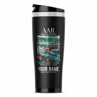 Thumbnail for Aarhus Airport (AAR) Travel Mugs - Poster + Name - Stainless Steel (No Holder) - Black