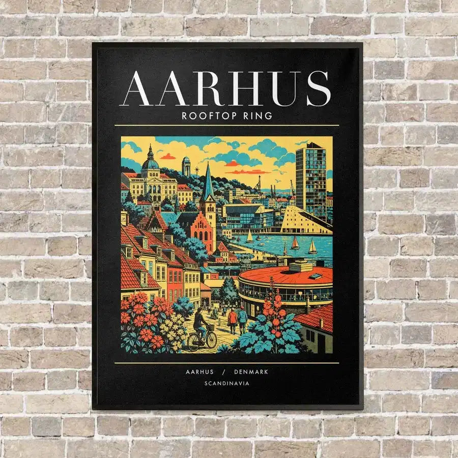 AARHUS - Poster - Canvas Framed - Black