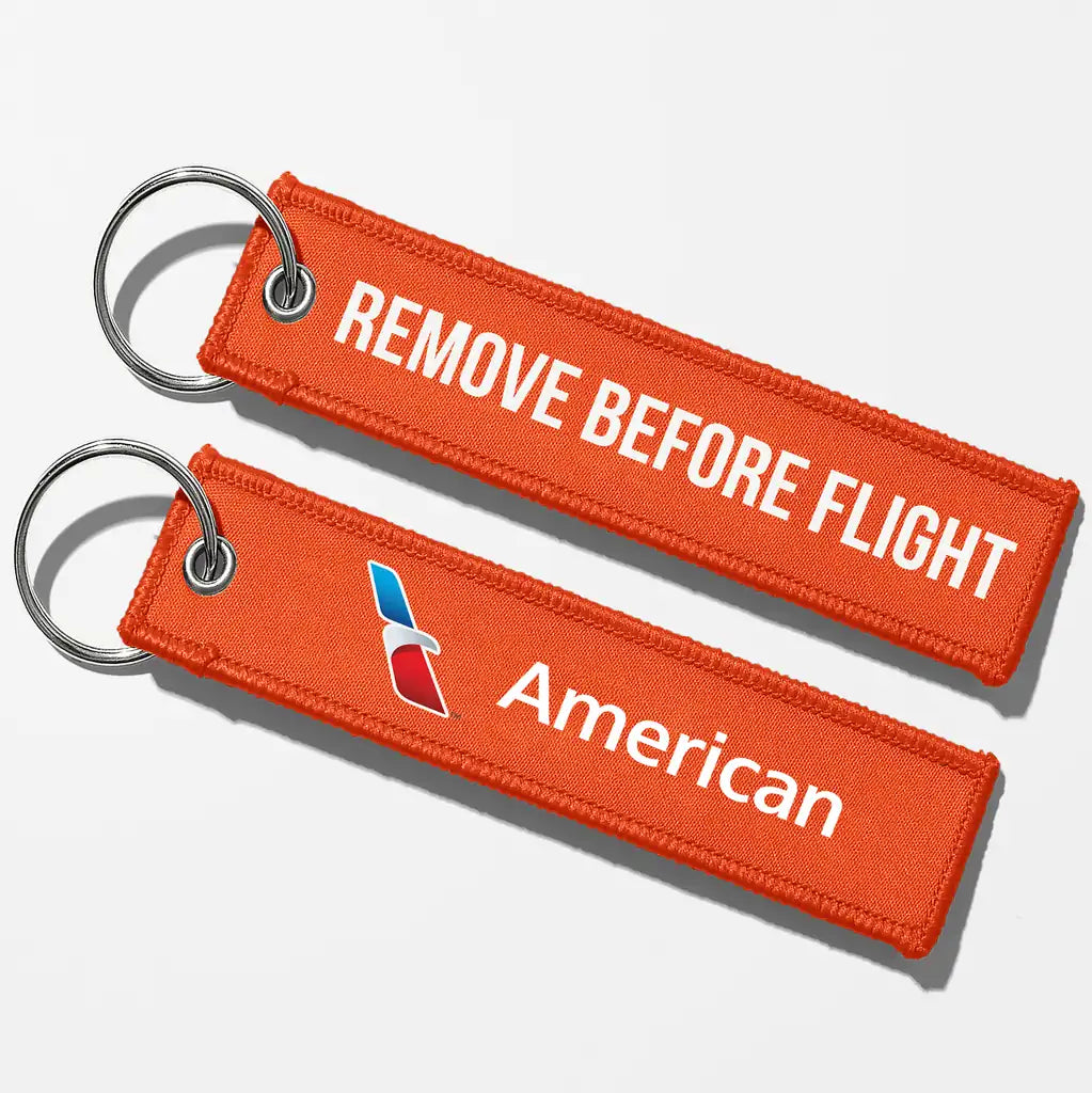 AA Crew & Staff Tag Key Chains - Orange - Remove Before Flight