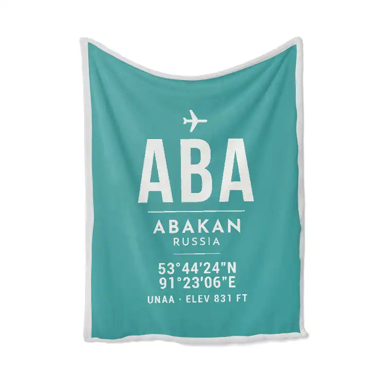 Abakan International Airport (ABA) Bedding Sets & Blankets - Blanket - ID Tag - Turquoise