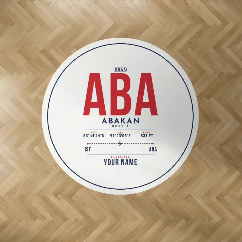 Abakan International Airport (ABA) Carpets - Carpet Round - ID Tag + Name - White V2