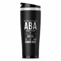 Thumbnail for Abakan International Airport (ABA) Travel Mugs - Boarding Pass - Stainless Steel (No Holder) - Black
