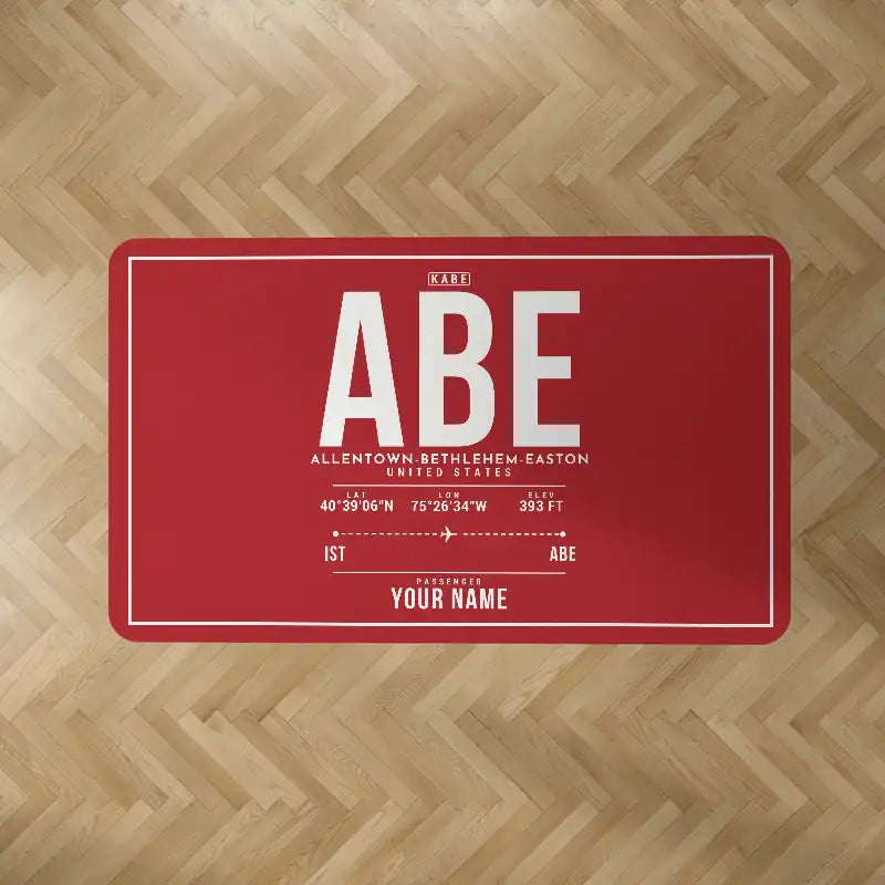 Lehigh Valley International Airport Allentown-Bethlehem-Easton (ABE) Carpets - Carpet Rectangle - ID Tag + Name - Red V2