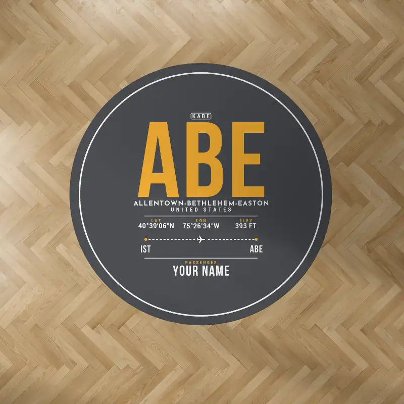 Lehigh Valley International Airport Allentown-Bethlehem-Easton (ABE) Carpets - Carpet Round - ID Tag + Name - Dark Gray V2
