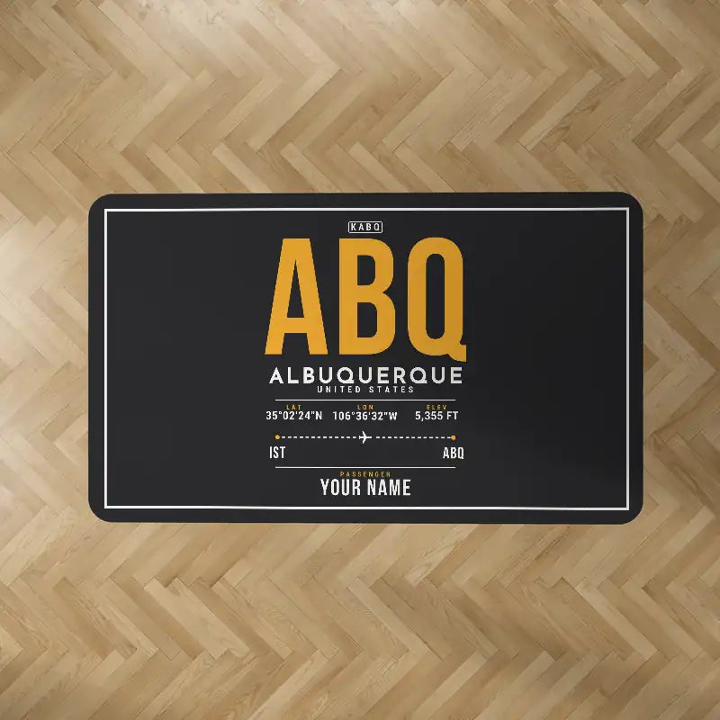 Albuquerque International Sunport (ABQ) Carpets - Carpet Rectangle - ID Tag + Name - Black V2