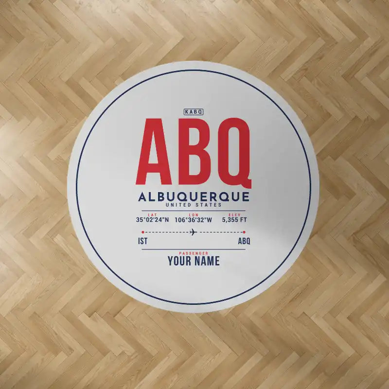 Albuquerque International Sunport (ABQ) Carpets - Carpet Round - ID Tag + Name - Light Gray V2