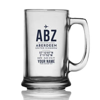 Thumbnail for Aberdeen International Airport (ABZ) Glasses - ID Tag + Name - Beer Glass with Holder