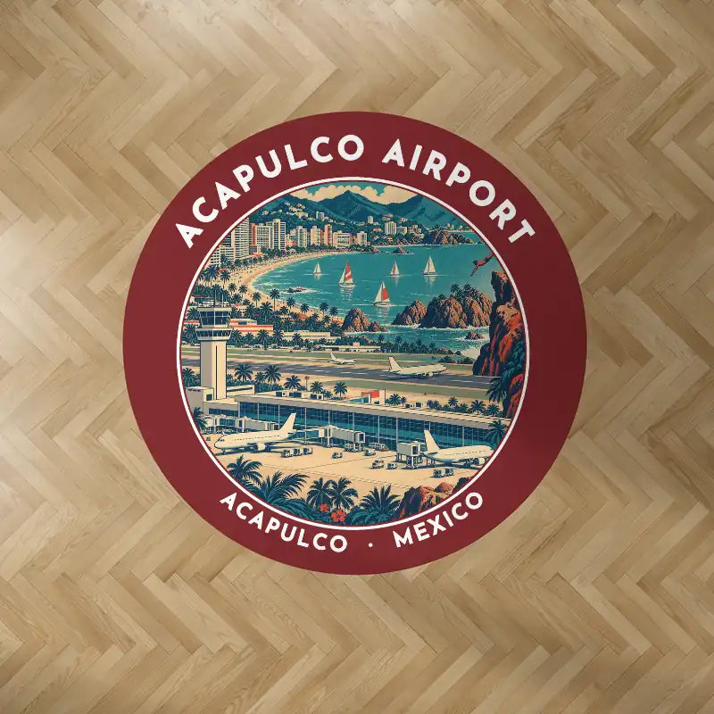 Acapulco International Airport (ACA) Carpets - Carpet Round - Badge - Dark Red V2