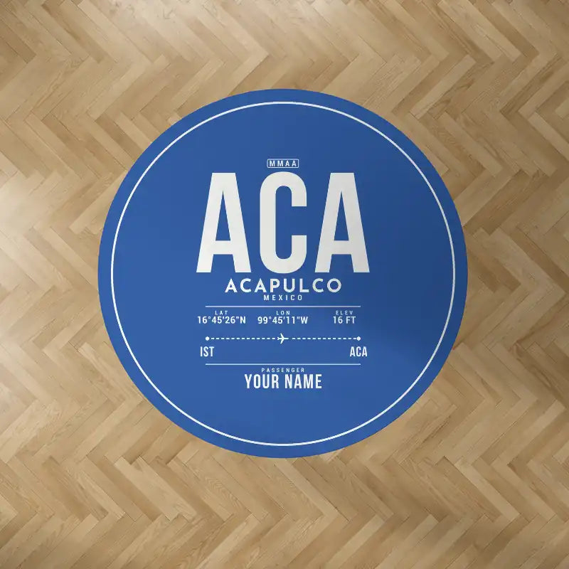 Acapulco International Airport (ACA) Carpets - Carpet Round - ID Tag + Name - Blue V2