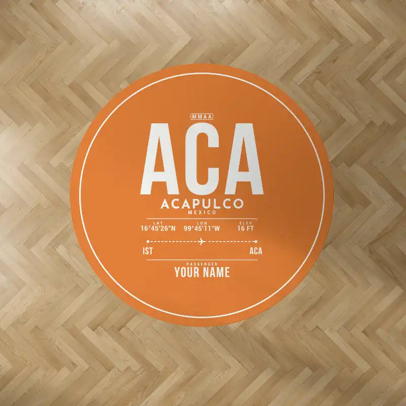 Acapulco International Airport (ACA) Carpets - Carpet Round - ID Tag + Name - Orange V2