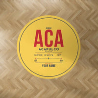 Thumbnail for Acapulco International Airport (ACA) Carpets - Carpet Round - ID Tag + Name - Yellow V2