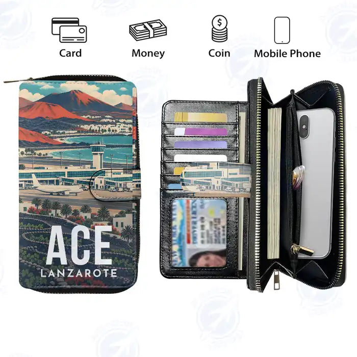 César Manrique-Lanzarote Airport (ACE) Leather Wallets - Zip Long Wallet - Scene