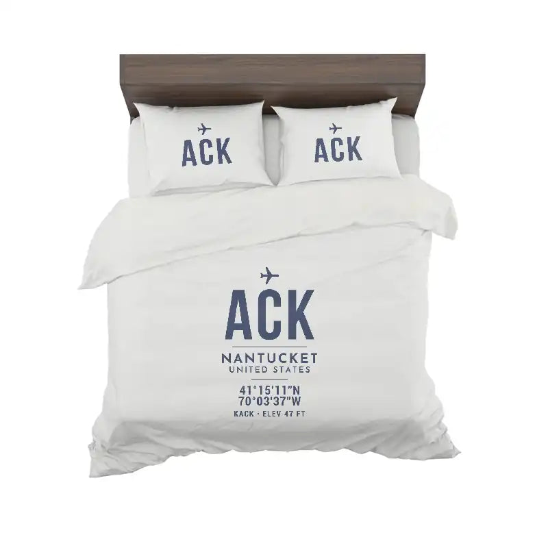 Nantucket Memorial Airport (ACK) Bedding Sets & Blankets - Bedding Set - ID Tag - White