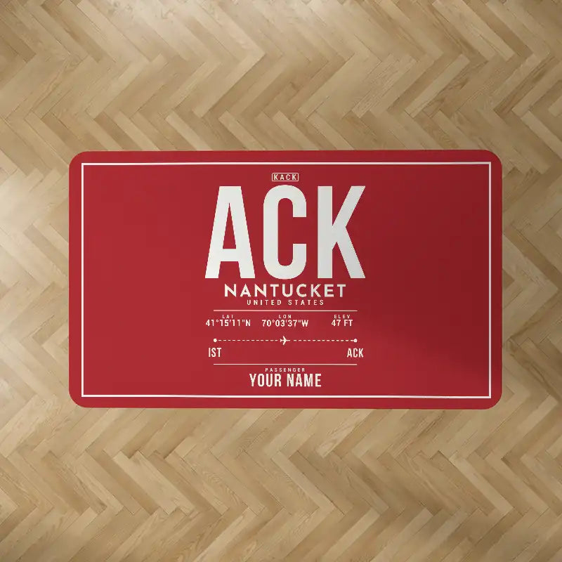 Nantucket Memorial Airport (ACK) Carpets - Carpet Rectangle - ID Tag + Name - Red V2
