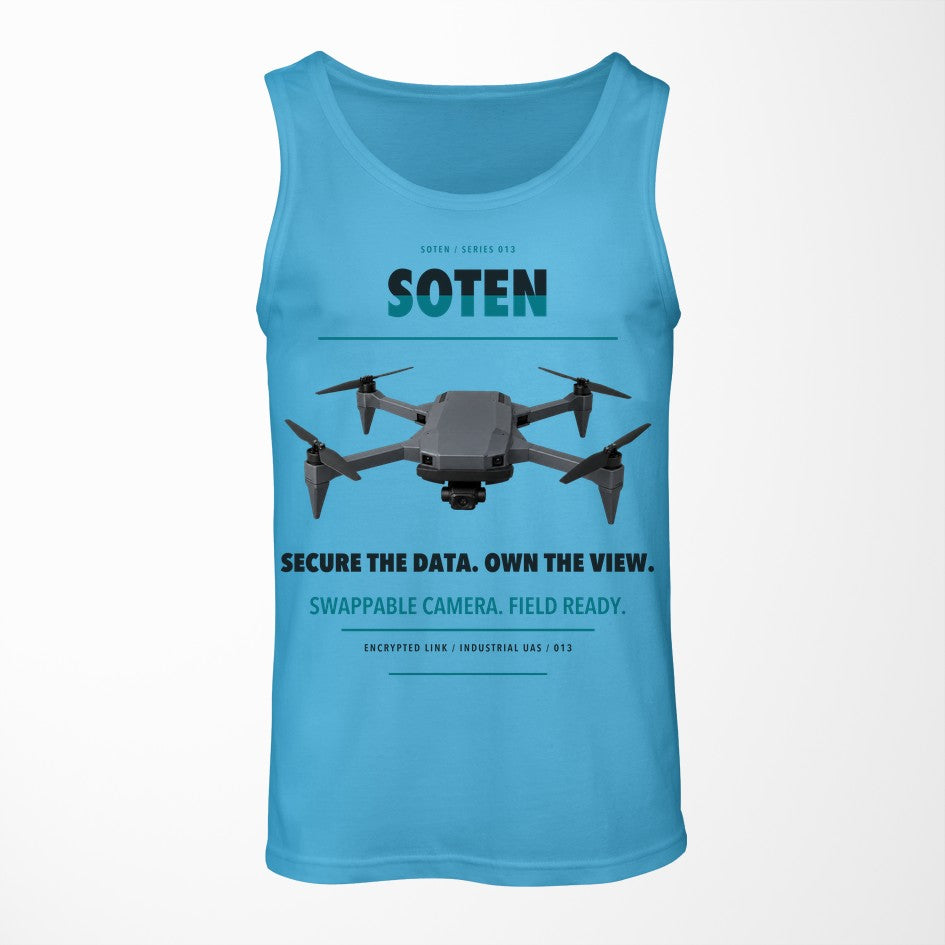 ACSL SOTEN design on sky blue tank top