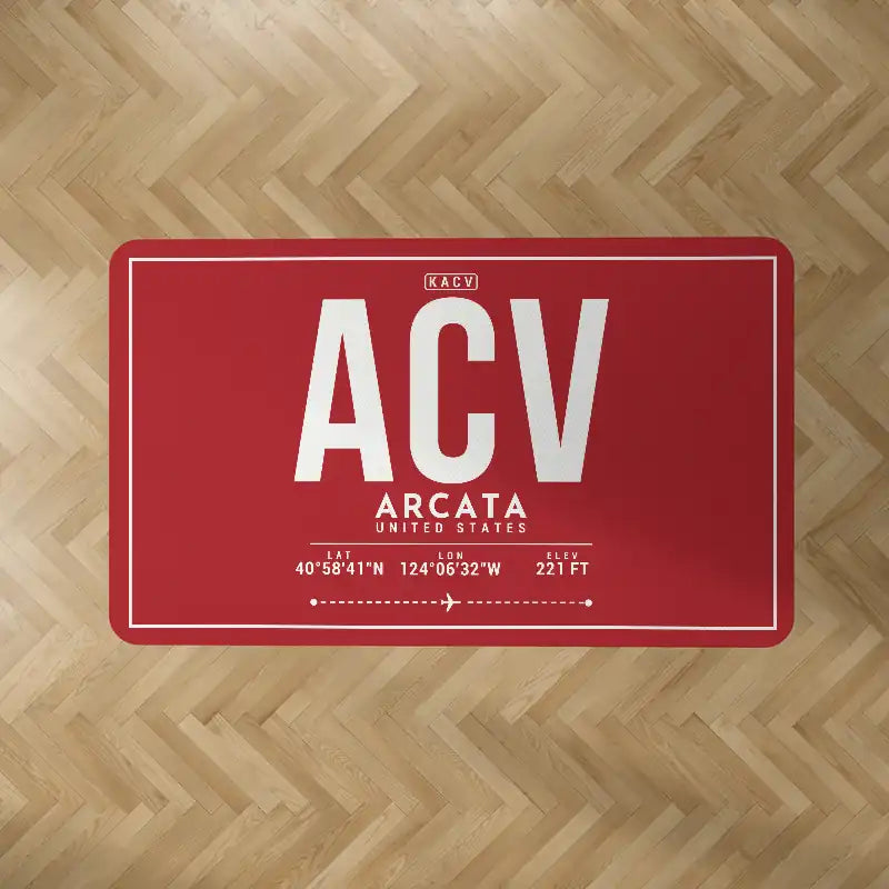 California Redwood Coast-Humboldt County Airport (ACV) Carpets - Carpet Rectangle - ID Tag - Red V2