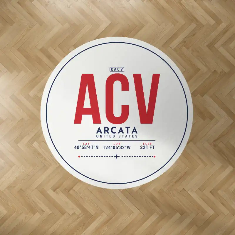California Redwood Coast-Humboldt County Airport (ACV) Carpets - Carpet Round - ID Tag - White V2