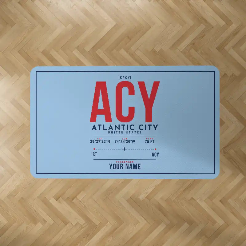 Atlantic City International Airport (ACY) Carpets - Carpet Rectangle - ID Tag + Name - Light Blue V2