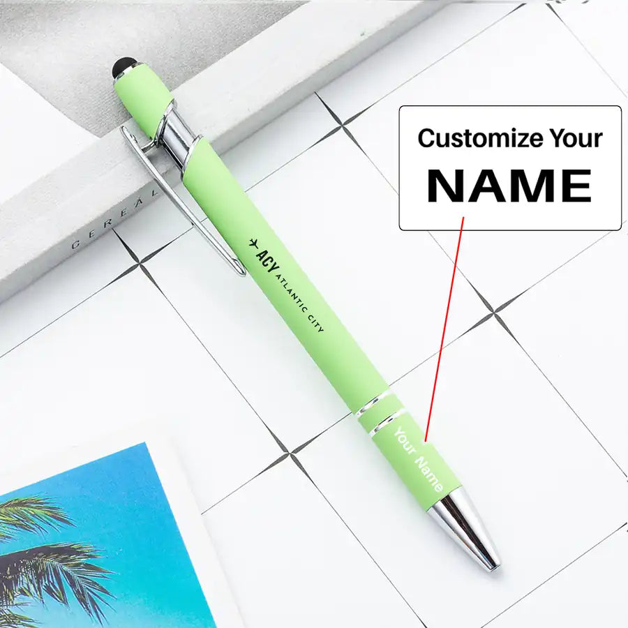 Atlantic City International Airport (ACY) Pens - touch pen - light green with name