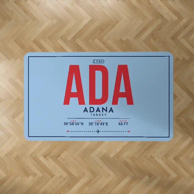 Adana Sakirpasa Airport (ADA) Carpets - Carpet Rectangle - ID Tag - Light Blue