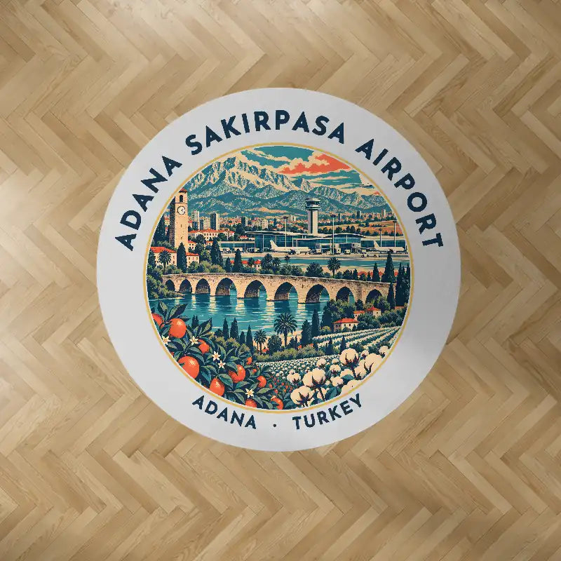 Adana Sakirpasa Airport (ADA) Carpets - Carpet Round - Badge - Light Gray