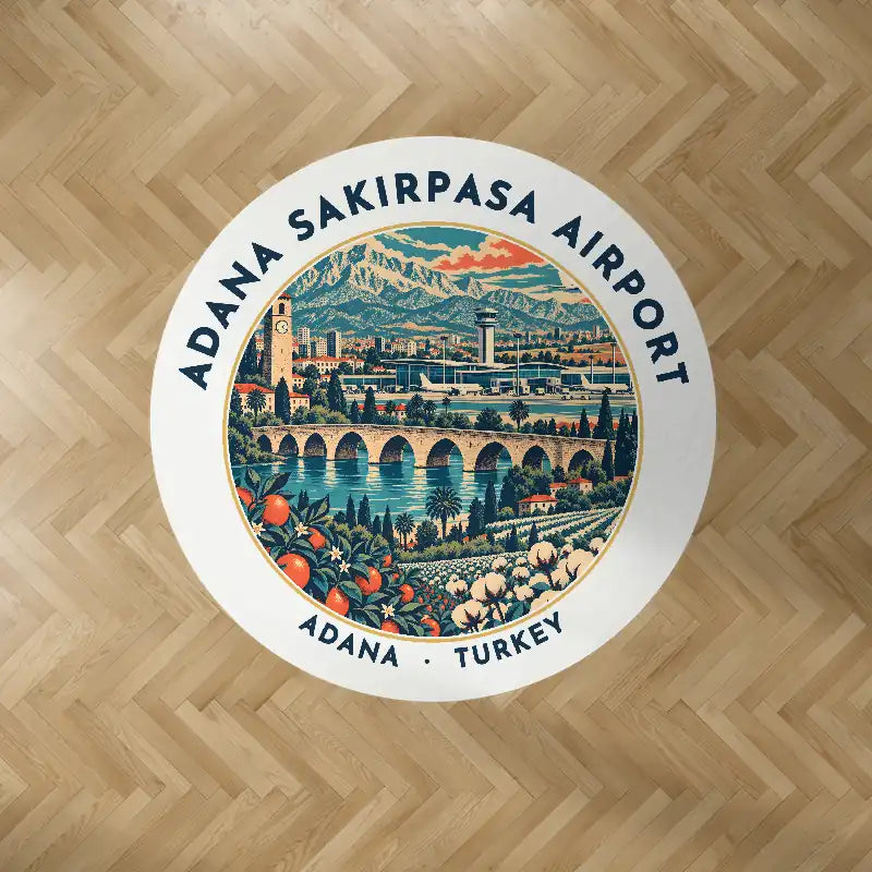 Adana Sakirpasa Airport (ADA) Carpets - Carpet Round - Badge - White