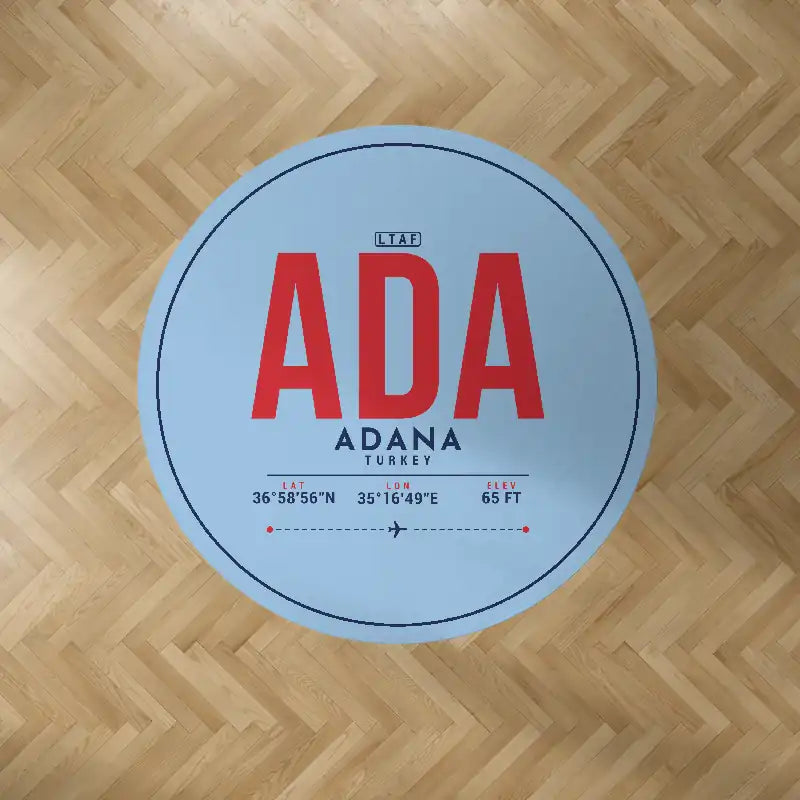 Adana Sakirpasa Airport (ADA) Carpets - Carpet Round - ID Tag - Light Blue