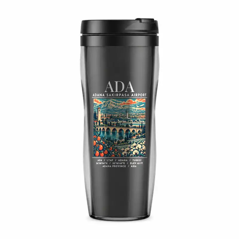 Adana Sakirpasa Airport (ADA) Travel Mugs - Poster - Plastic (No Holder) - Gray