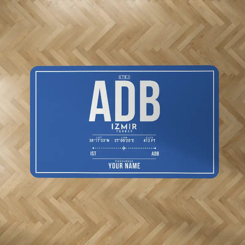 Izmir Adnan Menderes Airport (ADB) Carpets - Carpet Rectangle - ID Tag + Name - Blue V2