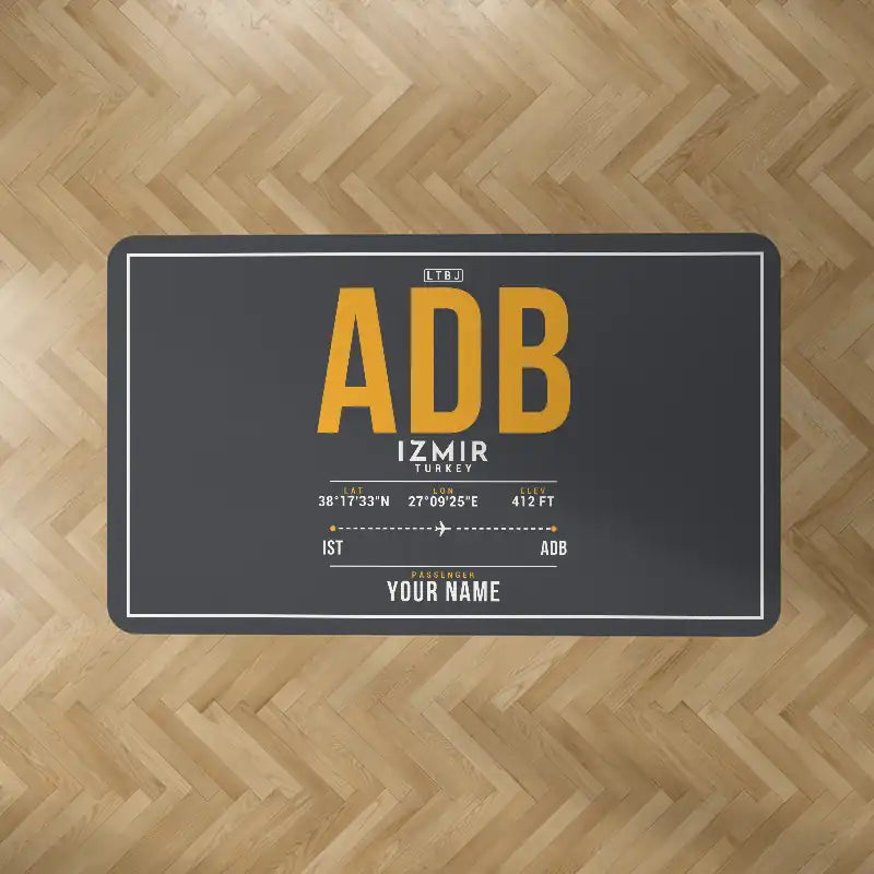 Izmir Adnan Menderes Airport (ADB) Carpets - Carpet Rectangle - ID Tag + Name - Dark Gray V2