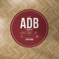 Thumbnail for Izmir Adnan Menderes Airport (ADB) Carpets - Carpet Round - ID Tag + Name - Dark Red V2