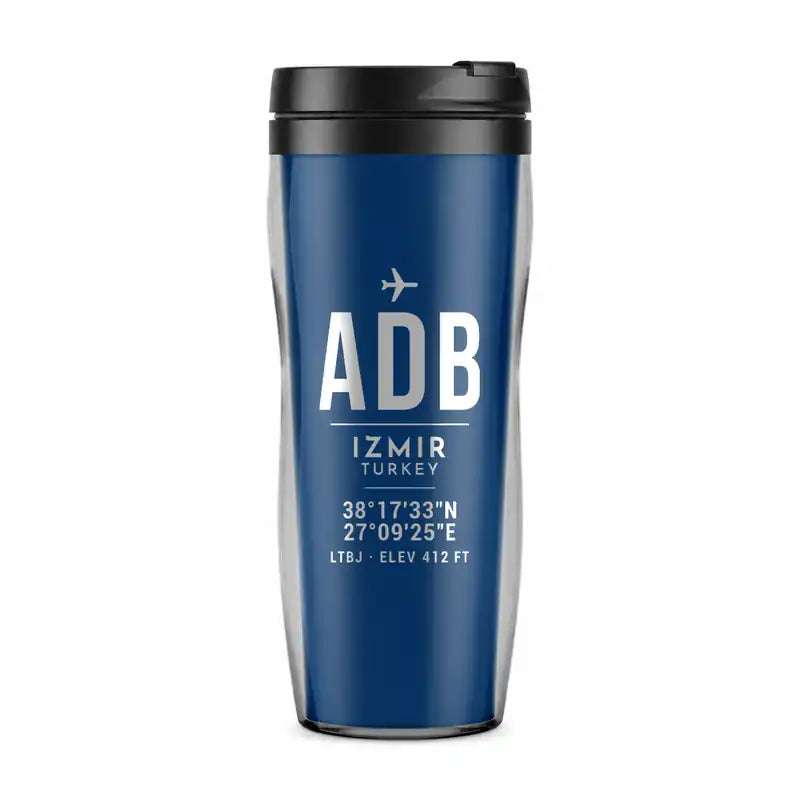 Izmir Adnan Menderes Airport (ADB) Travel Mugs - ID Tag - Plastic (No Holder) - Blue