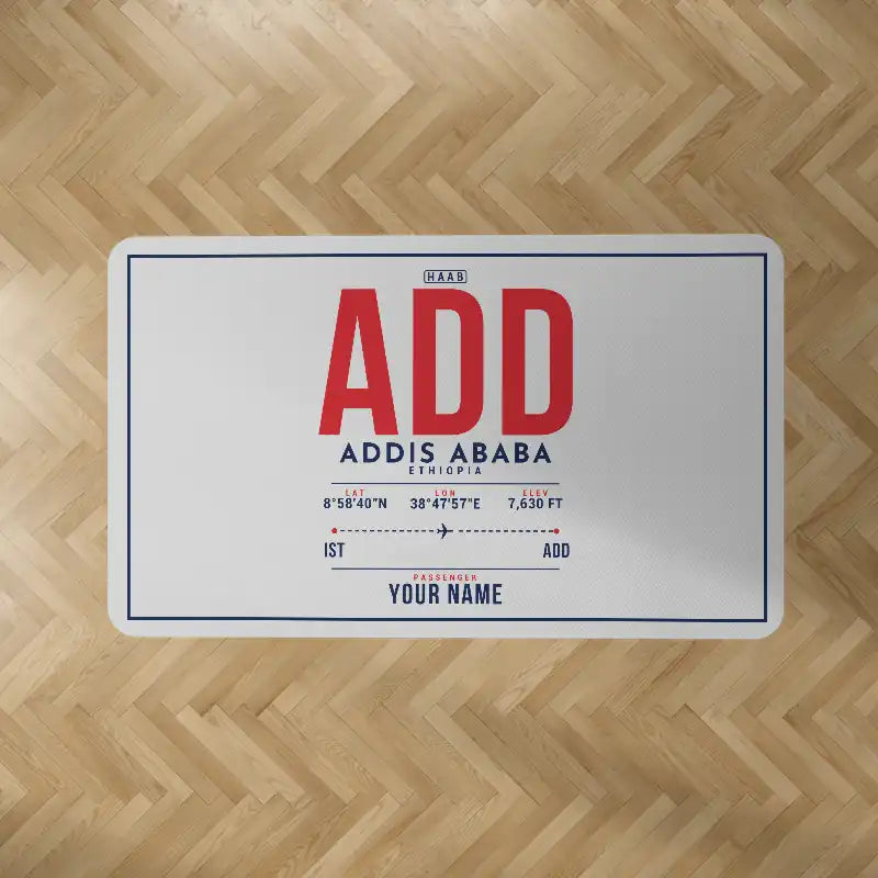 Addis Ababa Bole International Airport (ADD) Carpets - Carpet Rectangle - ID Tag + Name - Light Gray V2