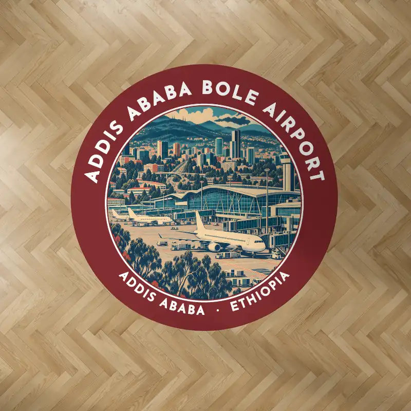 Addis Ababa Bole International Airport (ADD) Carpets - Carpet Round - Badge - Dark Red V2