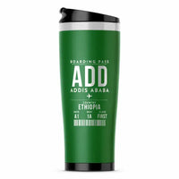 Thumbnail for Addis Ababa Bole International Airport (ADD) Travel Mugs - Boarding Pass - Stainless Steel (No Holder) - Green