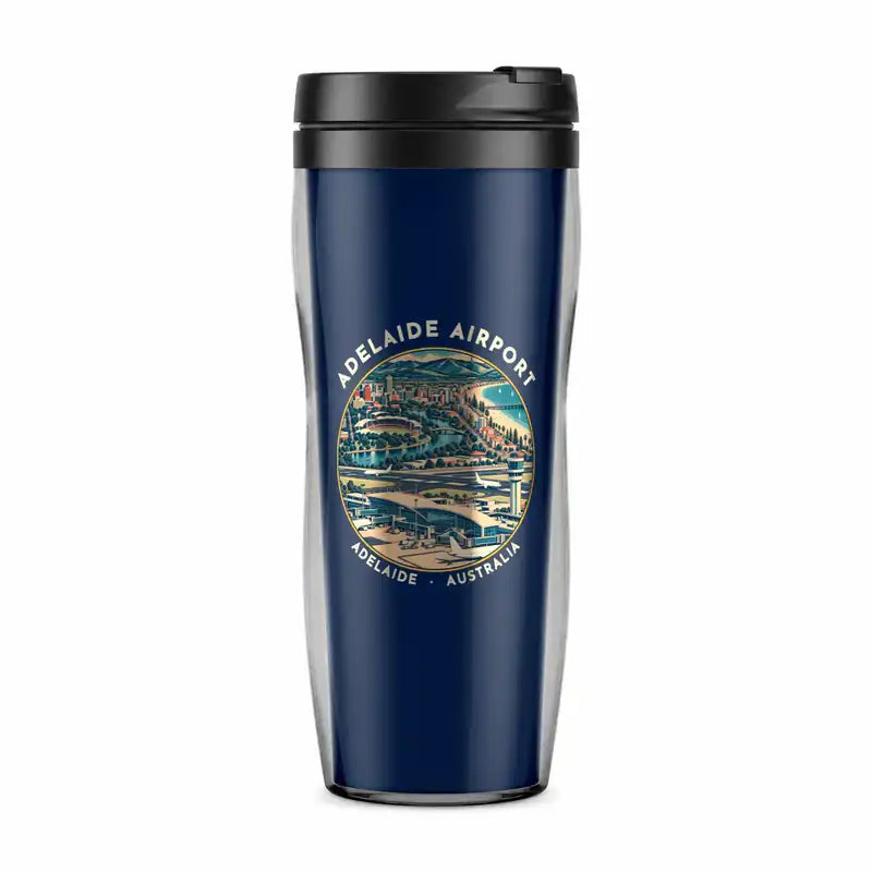 Adelaide Airport (ADL) Travel Mugs - Badge - Plastic (No Holder) - Dark Blue