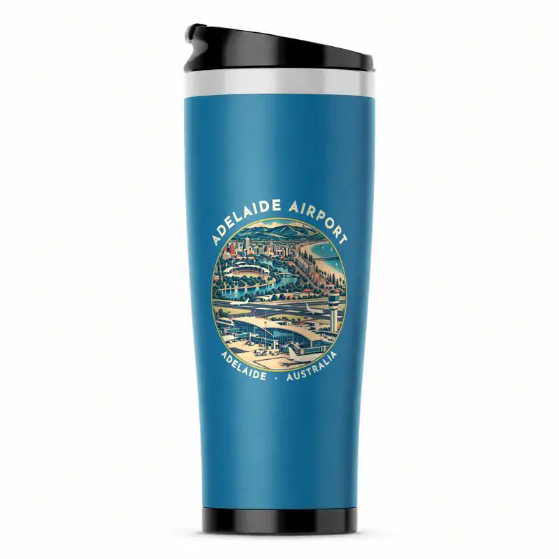Adelaide Airport (ADL) Travel Mugs - Badge - Stainless Steel (No Holder) - Light Blue