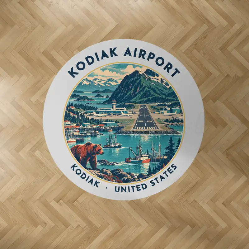 Kodiak Airport (ADQ) Carpets - Carpet Round - Badge - Light Gray V2
