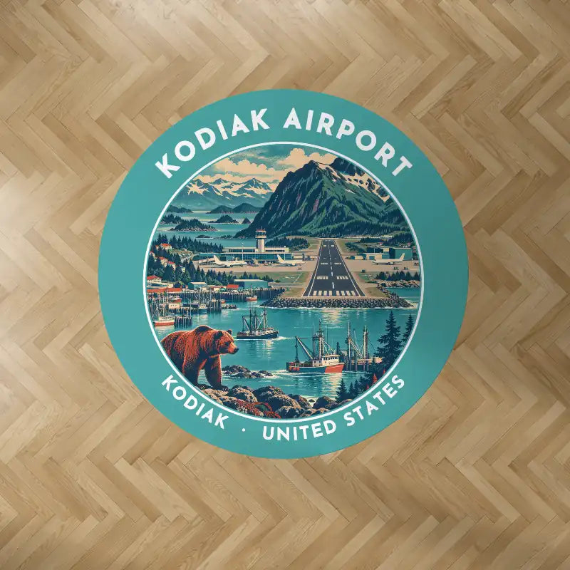 Kodiak Airport (ADQ) Carpets - Carpet Round - Badge - Turquoise V2