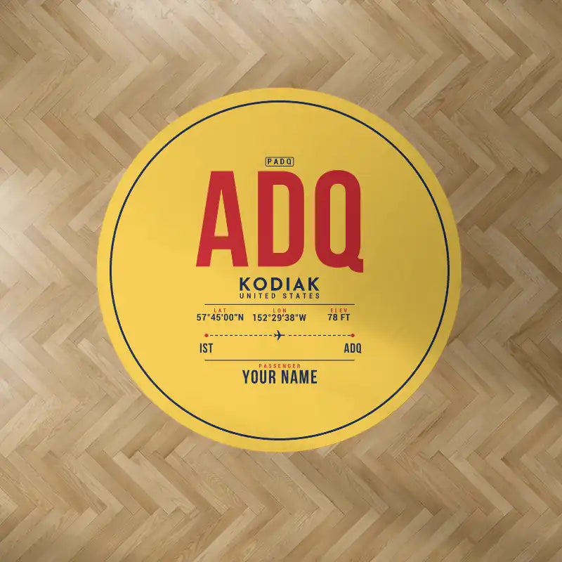 Kodiak Airport (ADQ) Carpets - Carpet Round - ID Tag + Name - Yellow V2