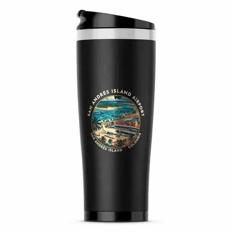 Gustavo Rojas Pinilla International Airport (ADZ) Travel Mugs - Badge - Stainless Steel (No Holder) - Black