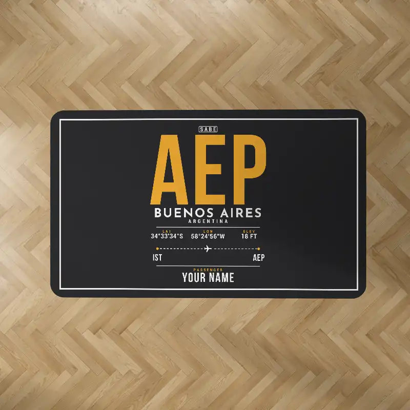 Aeroparque Jorge Newbery (AEP) Carpets - Carpet Rectangle - ID Tag + Name - Black V2