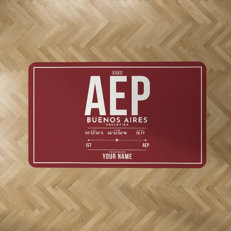 Aeroparque Jorge Newbery (AEP) Carpets - Carpet Rectangle - ID Tag + Name - Dark Red V2