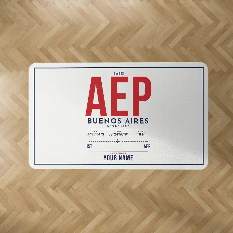 Aeroparque Jorge Newbery (AEP) Carpets - Carpet Rectangle - ID Tag + Name - White V2